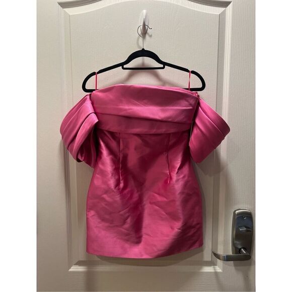 MOON RIVER OFF-SHOULDER PUFF SLEEVES MINI DRESS PINK date Cocktail👗 Size S NWT - Picture 3 of 9